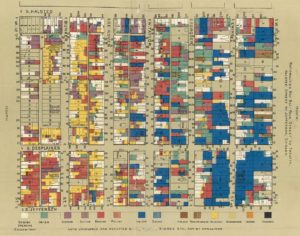 Nationalities Map No. 1 - Polk Street to Twelfth, Halsted Street to Jefferson, Chicago. From Hull-House Maps and Papers, published in 1895.