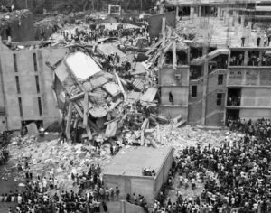 On 24 April 2013, Rana Plaza, an eight-story commercial building, collapsed in Savar, a sub-district in the Greater Dhaka Area, the capital of Bangladesh. The search for the dead ended on 13 May with a death toll of 1,129. Approximately 2,515 injured people were rescued from the building alive. Source: Wikimedia Creative Commons.